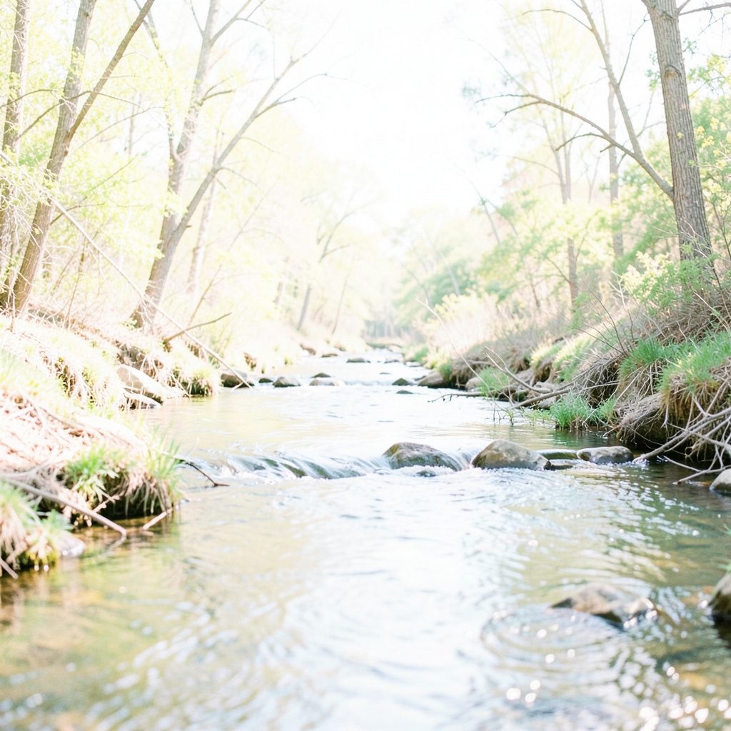 A person panning for gold in a shallow creek on a bright sunny day